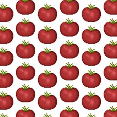 Seamless texture pixelart tomato icon food style