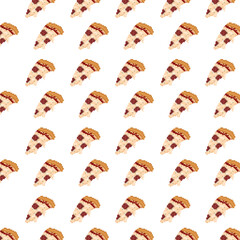 Seamless pattern food pizza slide pixelart icon style illustration