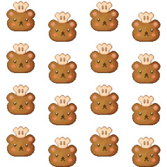 Bear baker concept pixelart icon illustration seamless background decoration