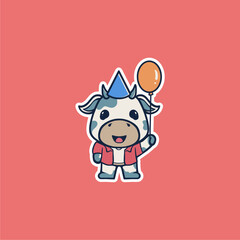 CUTE COW NEWYEAR VECTOR