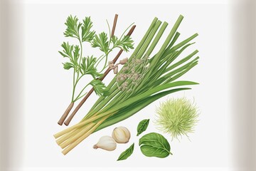 Citronella lemongrass petitgrain palmarosa and patchouli for essential oils - generative ai