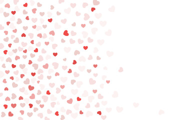 Hearts confetti falling on White Background. Valentine's Day. Vector Pattern.