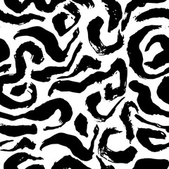 Dry Brush Strokes Seamless Pattern. Hand Drawn Artwork Abstract Vector Background