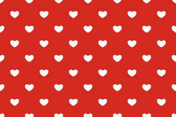 Retro seamless pattern white hearts on red background. Vector background.