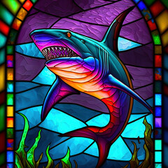 Shark In Stained Glass 