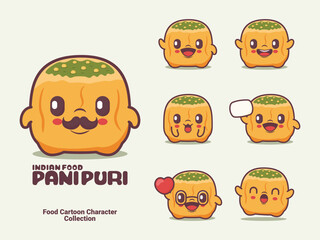 indian food panipuri cartoon character vector illustration