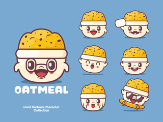 Oatmeal cartoon character food vector illustration