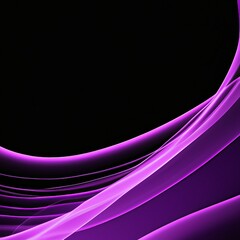 Abstract purple swoosh or swirl with soft smooth elegant waves on black background. Copyspace. Generative AI