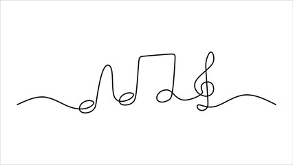 Music Note oneline continuous single editable line art