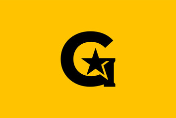 letter G logo design, letter G with Star combination flat design logo template element, vector illustration