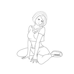 It is an image of an anime girl doing various poses.