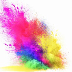Bright, colorful powder explosion on white background. Generative AI