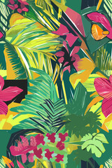 Beautiful textile pattern with flowers and leaves. Floral plant pattern for fabric. Vector background for your design.