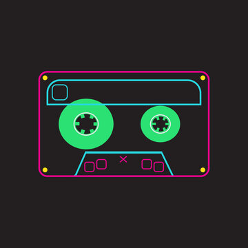 colored and transparent tape cassette, vector logo icon
