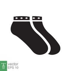 Socks icon. Simple solid style. Wear, black, warm sock, cotton, wool, winter, fashion concept. Glyph vector illustration design isolated on white background. EPS 10.