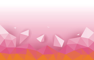 Fototapeta na wymiar Yellow Pink Triangular Triangulation Polygon Design Background