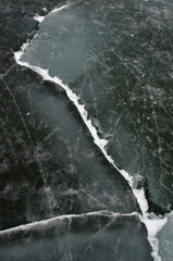 crack on frozen lake surface