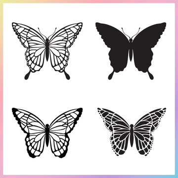 Insect Butterfly Outline Silhouette Artwork Design 