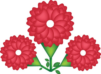 Realistic Free Red Flower With Green Leaf