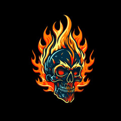 fire skull head logo mascot design vector template