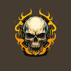 fire skull head logo mascot design vector template