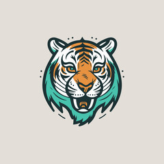 tiger head logo icon mascot vector illustration