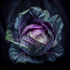 Obraz premium juicy cabbage on a black background