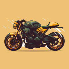 custom colorful motorcycle side view template in vintage style isolated vector