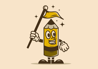 Illustration design of a pencil with hands and feet