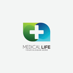 medical life logo symbol gradient design vector