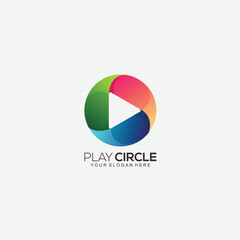 play circle logo design gradient color icon