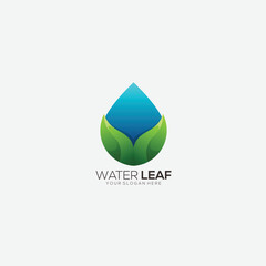 water leaf logo design gradient color illustration