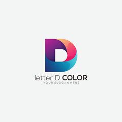 letter d color gradient logo design vector