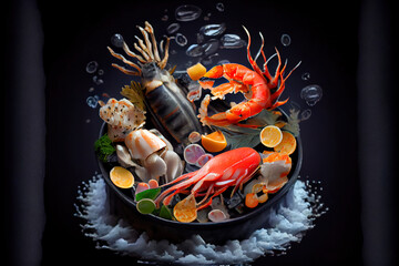 Boiled Seafood on ice - King Crab food