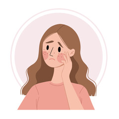 girl with confused face Vector EPS10