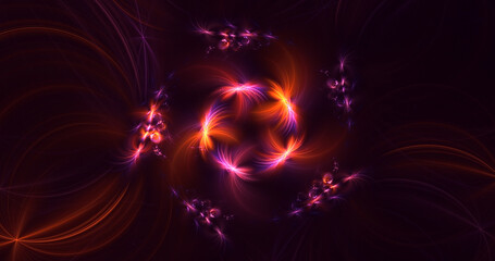3D rendering abstract multicolor fractal light background