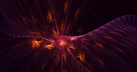 3D rendering abstract multicolor fractal light background