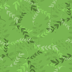 Branch with Leaves ECO Colorful Naure Style Seamless Wallpaper Pattern for Textile and Background.
