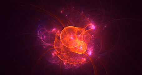 3D rendering abstract multicolor fractal light background