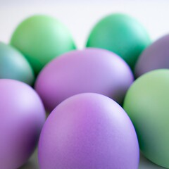 Fototapeta na wymiar Background of pastel easter eggs Generative AI