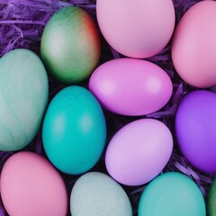Fototapeta na wymiar Background of colorful easter eggs. Generative AI