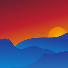 sunset in the mountains Vector illustration of beautiful mountain