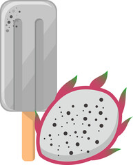 Cartoon comic vector of dragon fruit popsicle