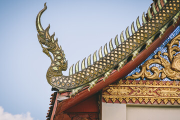 Fototapeta na wymiar Decorative of temple roof, Lamphun, Thailand