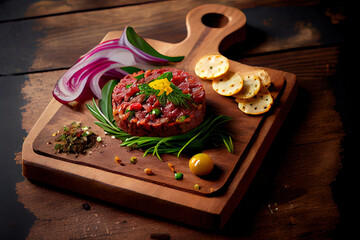 Beef tartare with capers food