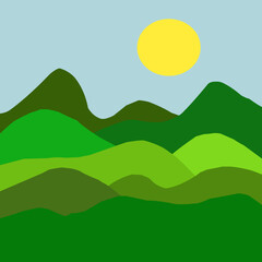 Abstract contemporary aesthetic landscape background set with sunrise, sunset, Boho wall decor. Mid century modern minimalist art print. Flat design.