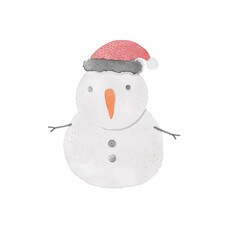 Hand drawn watercolor snowman elements