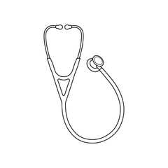 stethoscope out line art isolated on white background