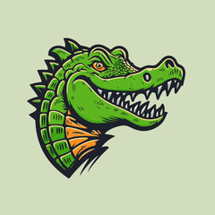crocodile character logo mascot cartoon badge vector illustration