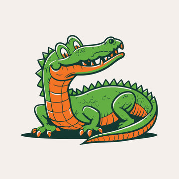 crocodile character logo mascot cartoon badge vector illustration